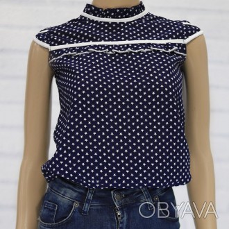Блузка школьная с коротким рукавом для девочки. Современный дизайн, отличная пос. . фото 1