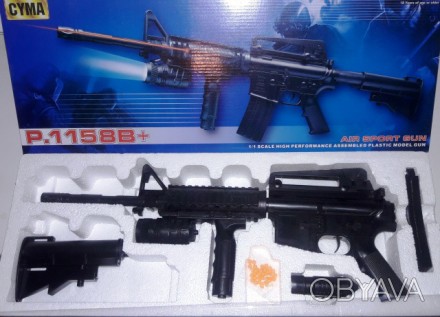 Іграшковий Автомат - Гвинтівка Cyma P.1158B+ (M16)
	Розмір зброї: 64-72х21х5 см.. . фото 1