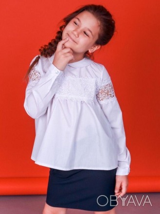 Блузка шкільна з довгим рукавом для дівчатка. Сучасний дизайн, чудова посадка.
Т. . фото 1