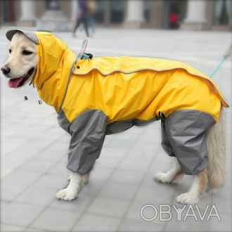 Непромокаемый дождевик для больших собак Alfa «Графит». Защитит собачку от дождя. . фото 1