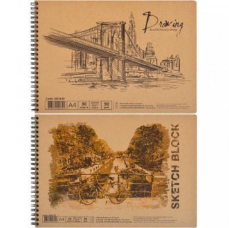Від 2 шт. Альбом для малювання А4 "KRAFT" 30 аркушів, 90г/м², спіраль купити деш. Одесса. фото 1 Від 2 шт. Альбом для малювання А4 "KRAFT" 30 аркушів, 90г/м², спіраль купити деш. Одесса. фото 1