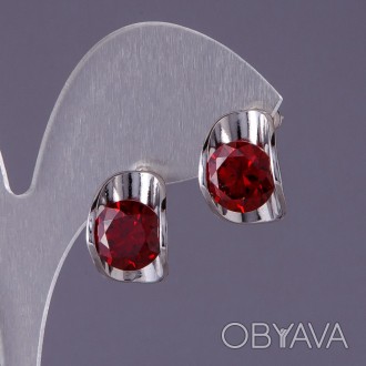 Сережки з червоними кристалами Овали 12х16мм купити біжутерію дешево в інтернеті. . фото 1