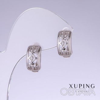 Сережки Xuping L-15мм s-8мм родій купити біжутерію дешево в інтернеті. . фото 1