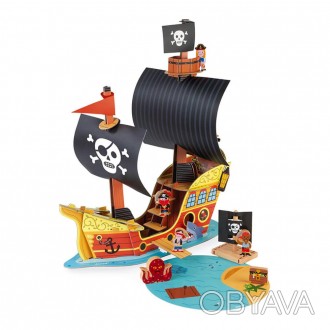 Ігровий набір Janod Корабель піратів 3D — цікава і корисна іграшка для дітей.
На. . фото 1