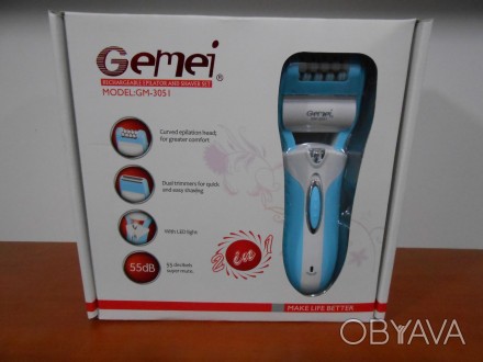 Эпилятор Gemei GM-3051 2 в 1 с бритвенной насадкой и LED подсветкой
Эпилятор для. . фото 1