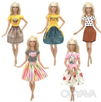 Набір одягу 5 комплектів (як на фото) для ляльки Барбі, та інших ляльок масштабу. . фото 1