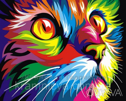 Картина по номерам 40х50 Радужный кот (GX4228) Размер раскраски по номерам: 40х5. . фото 1