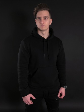Мужской Худи Mono Black Флис L. Белгород-Днестровский. фото 1