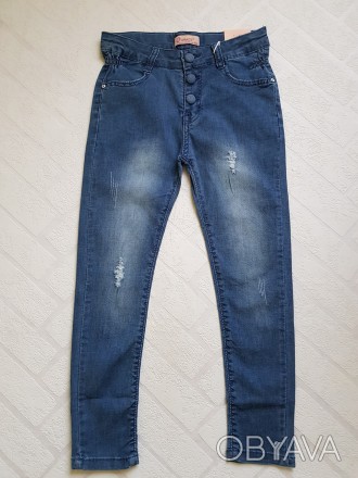 Модные детские джинсы американки с потертостями для девочек
Модель с высокой тал. . фото 1