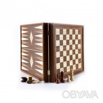 Классический стиль - комбинированная игра 2 в 1 в деревянном футляре венге - шах. . фото 1