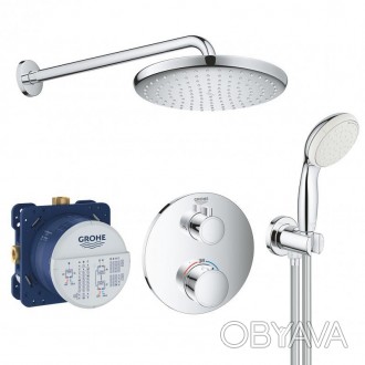 Душевая система Grohe Grohtherm 26416SC0 состоит из верхнего и ручного душа, сме. . фото 1