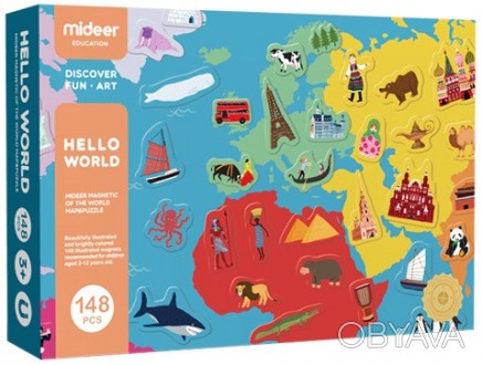 Магнітна гра карта Світу Hello World від MiDeer допоможе дітям зрозуміти і вивчи. . фото 1