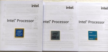 Наклейки или стикеры от боксовой комплектации Intel Pentium Gold.

В наличии 3. . фото 4