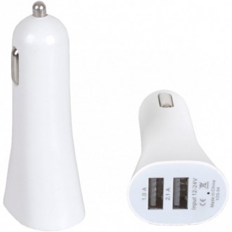 От 10 шт. Автомобильный 2-USB адаптер 1.0А/2.1А YT004 овал купить оптом дешево в. Одесса. фото 1