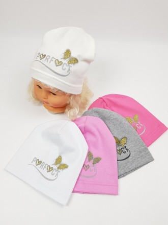 Детские демисезонные трикотажные шапки оптом для девочек, р.38, Yaaas
	Размер: 3. . фото 2