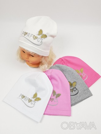 Детские демисезонные трикотажные шапки оптом для девочек, р.38, Yaaas
	Размер: 3. . фото 1