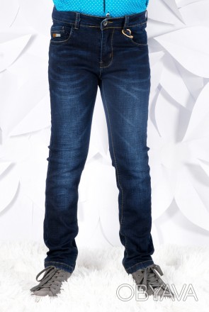 Темно-синие прямые джинсы для мальчика 
Прямая классическая модель
Джинс средней. . фото 1