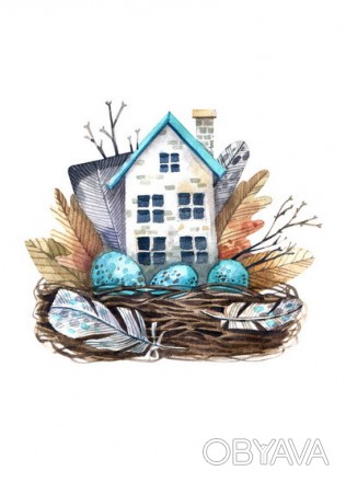 Домик с бирюзовой крышей от Тони Ткач. Голубые яйца и перышки напоминают мне о п. . фото 1