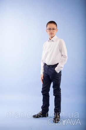 Рубашка белая для мальчика с длинным рукавом детская на кнопках Points SmileTime. . фото 1