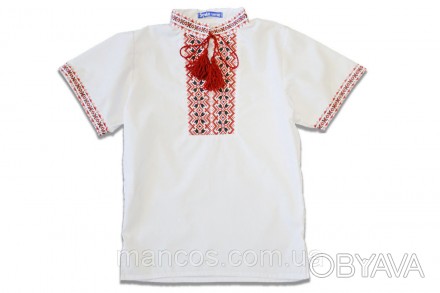 Вышиванка SmileTime для мальчика с коротким рукавом, красный узор
Белая рубашка-. . фото 1