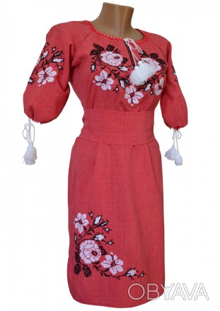 Платье подросток вышитое
рукав 3/4
размер "Украинский" 40-44
Орнамент - Розы
тка. . фото 1