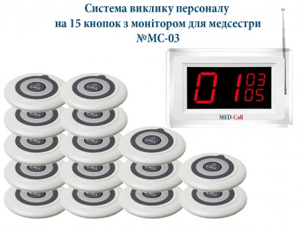 Комплект система виклику персоналу на 15 кнопок з приймачем P-500 №MC-03
Безпров. . фото 2