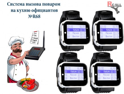 Комплект системы вызова официантов поваром на кухню с браслетом официанта P-06 R. . фото 2