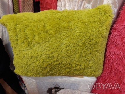 Наволочка на подушку с длинноворсого меха - травка, или стриженого меха под мех . . фото 1