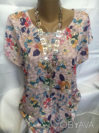 Летняя женская блузка с цветочным принтом, есть большие размеры.
Размеры: 48,50,. . фото 1