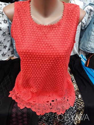 Блуза женская нарядная с кружевом спереди, сзади по спинке - шифон.
Размеры: 44 . . фото 1