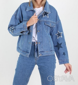 Куртка женская джинсовая в звездочки. Цвет: синий.
Размеры: M/L.
На сайте указан. . фото 1