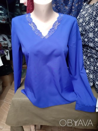 Блузка женская с гипюром.
Размер: 46,48,50,52 m, l, xl, 2xl.
Цвет: синий электри. . фото 1