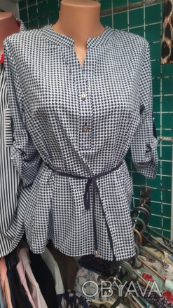 Блуза жіноча з ґудзиками-обманками, рукав регулюється, можна носити як під поясо. . фото 1