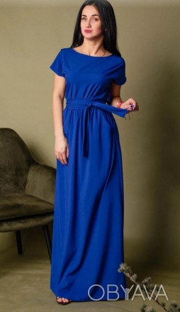 Жіноча довга сукня вільного крою з легкої тканини софт. Верх плаття по крою типу. . фото 1