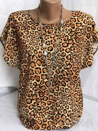 Женская блуза из легкой ткани софт с леопардовым прнинтом.
Размеры 50, 52, 54, 5. . фото 1