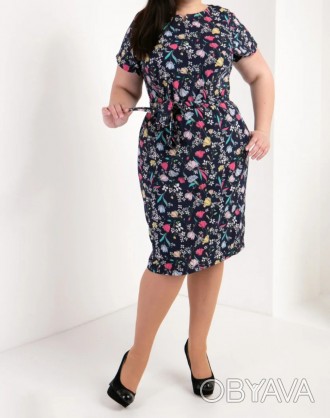 Жіноче плаття великого розміру у квіточку
Жіноче плаття з тканини софт, з кишеня. . фото 1