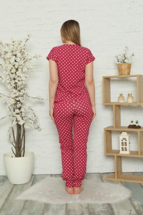 Женская пижама с коротким рукавом красная в белый горошек
Женская пижама с корот. . фото 6