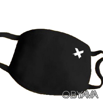 Многоразовая хлопковая маска на лицо черная с логотипом X