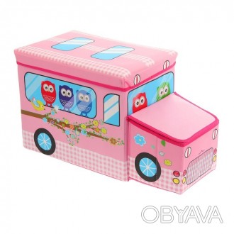 
	Короб-пуфик для игрушек "Веселый автобус" Оригинальные ящики для игрушек, на к. . фото 1