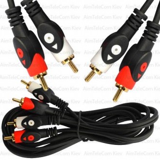 Шнур соединительный, 2RCA - 2RCA, gold, Ø4-8мм, 2м. Киев. фото 1 Шнур соединительный, 2RCA - 2RCA, gold, Ø4-8мм, 2м. Киев. фото 1