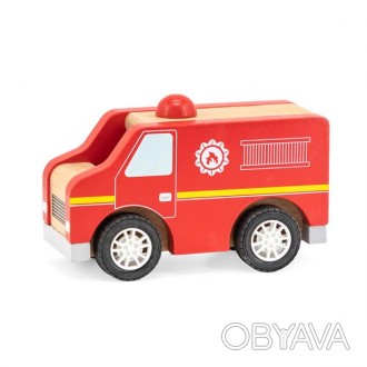 Дерев'яна машинка Viga Toys Пожежна чудово підходить для сюжетно-рольових ігор м. . фото 1