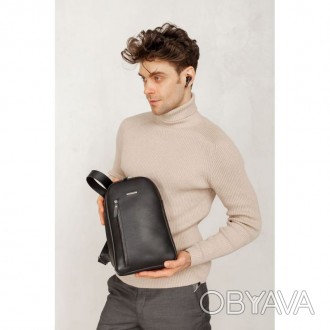 Стильний чоловічий рюкзак на одне плече Chest Bag в чорному кольорі відмінно доп. . фото 1