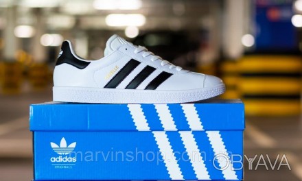 Кроссовки мужские белые Adidas Gazelle 
Вечная классика, лидер продаж - мужские . . фото 1