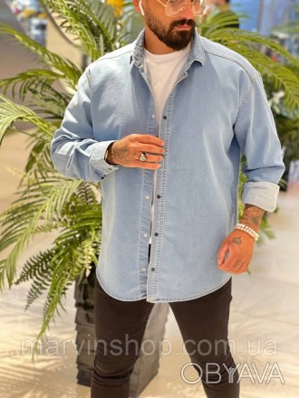 
\
Джинсовая рубашка мужская синяя весна-осень оверсайз на кнопках New Look
Джин. . фото 1