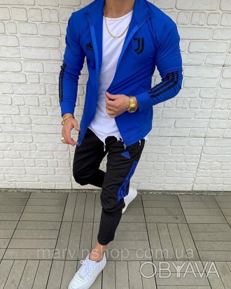 
Спортивный костюм мужской весенний-осенний синий чёрный брендовый Adidas (Адида. . фото 1