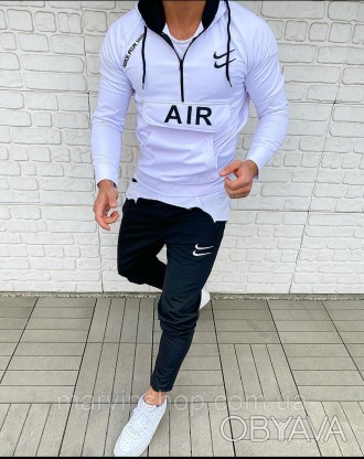 
Спортивный костюм мужской весна-осень белый чёрный с капюшоном Nike Air Max (На. . фото 1