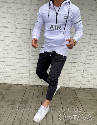 
Спортивный костюм мужской весна-осень чёрный белый с капюшоном Nike Air Max (На. . фото 1