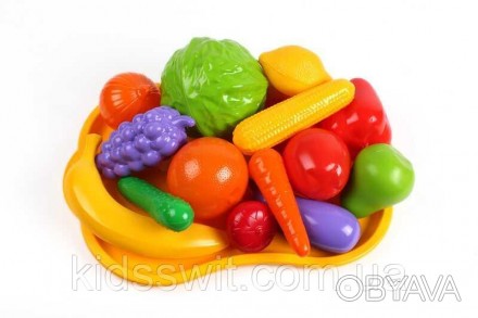 Интересный набор ярких фруктов и овощей поможет ребенку выучить формы, цвета, за. . фото 1