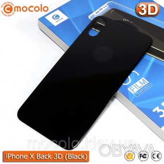 Защитное 3D стекло Mocolo 9H для задней крышки iPhone X на весь экран (Black).
 . . фото 1