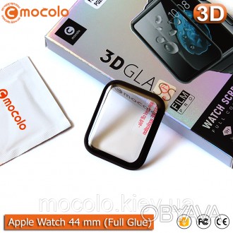 Защитное Full Glue 3D стекло для Apple Watch 44mm Series 4 с полной клеевой осно. . фото 1